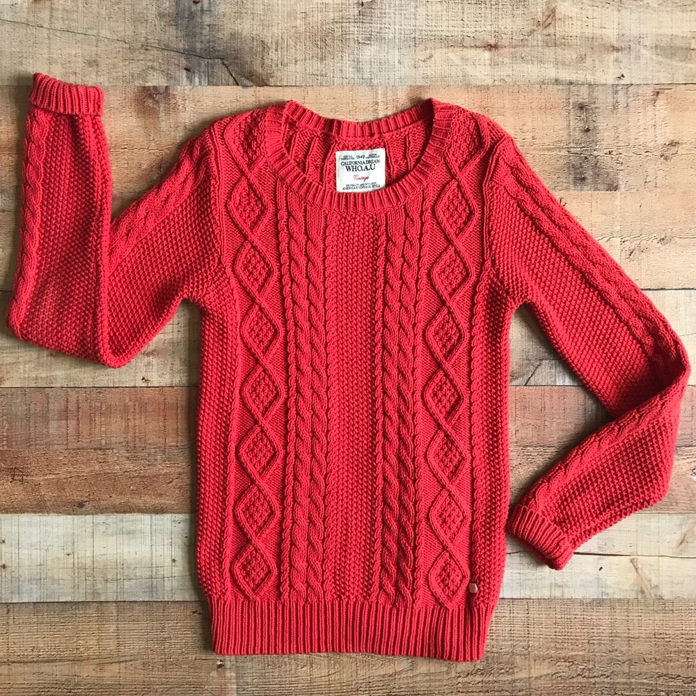 Who.A.U. Fisherman Sweater Cable Knit M